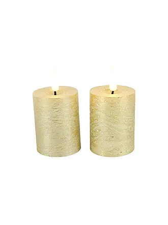 COUNTRYFIELD | Led Kerzen 2er Set LYON 5x9cm Gold | 